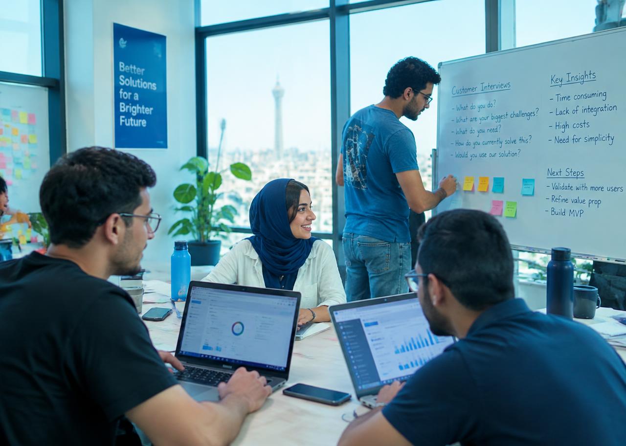 Founders reviewing customer interview notes